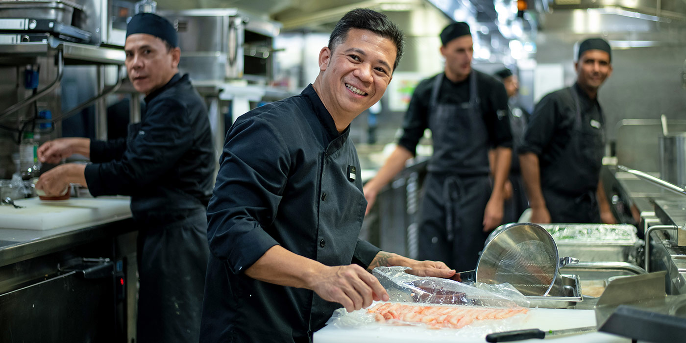 Restaurant crew on board Scenic Eclipse