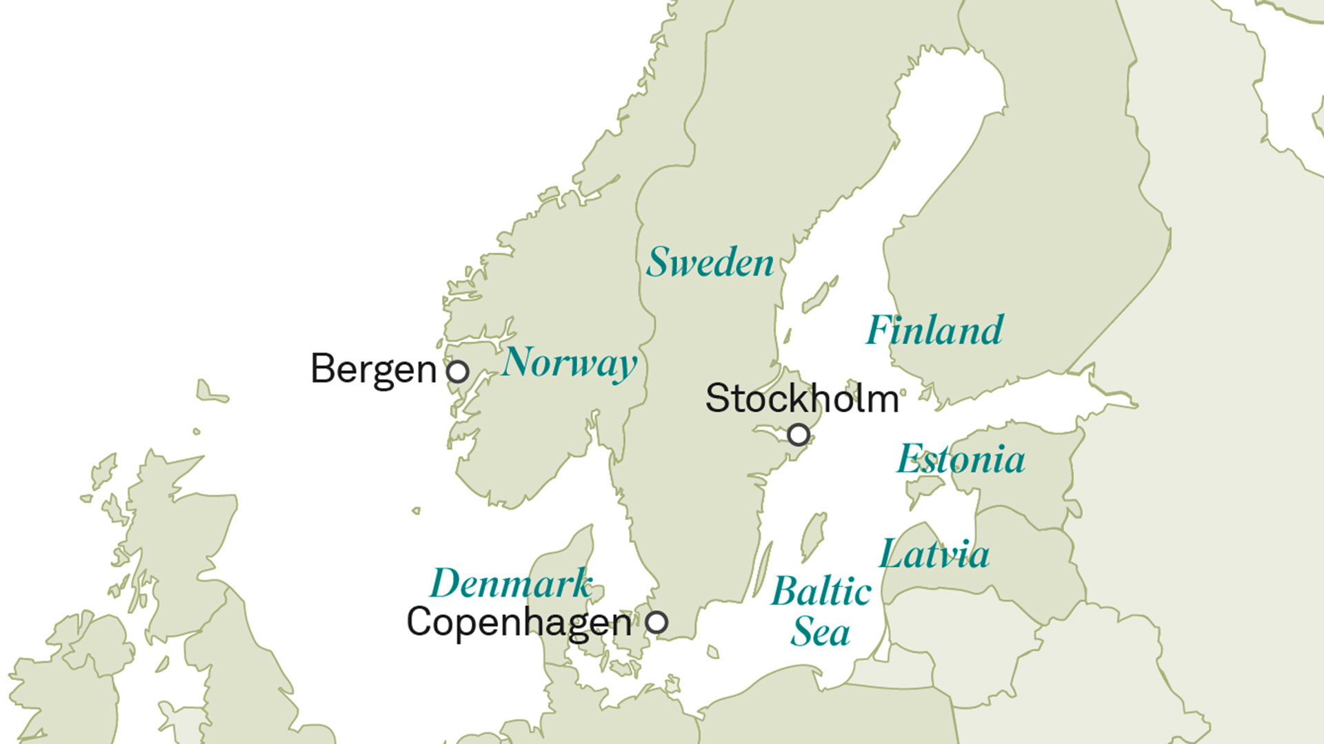 Map of Scandinavia and the Baltics