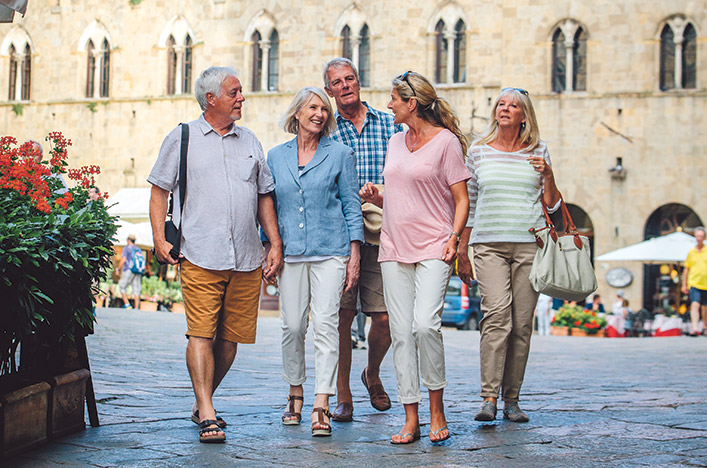 A tour guide and guests