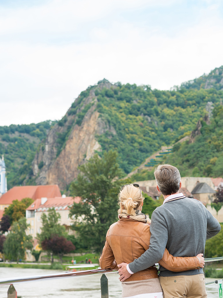 Scenic guests on the Sun Deck at Durnstein, Austria
