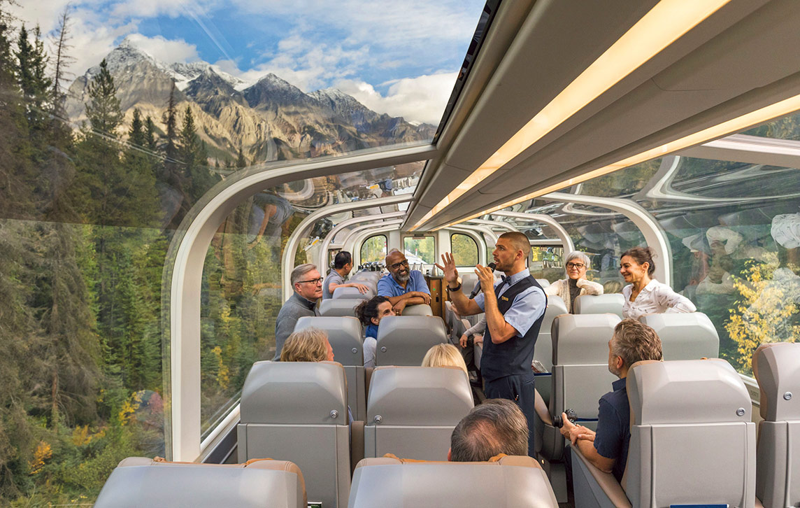 A host on board Rocky Mountineer