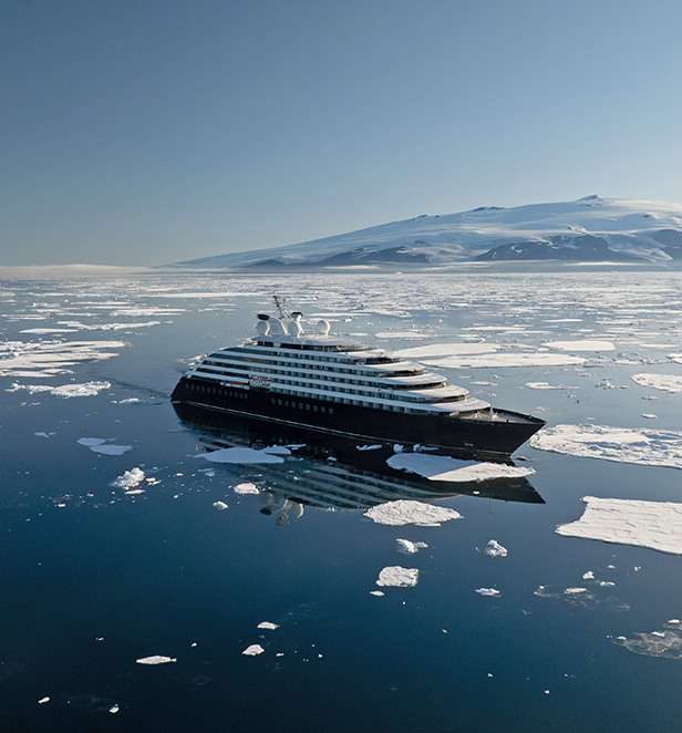 Scenic Eclipse cruising Ross Island, East Antarctica